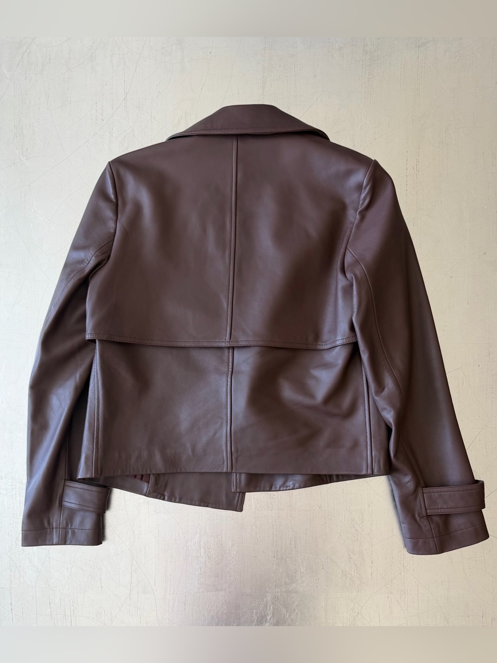 Theory Cropped Leather Coat in Dark Russet - Picture 5 of 8